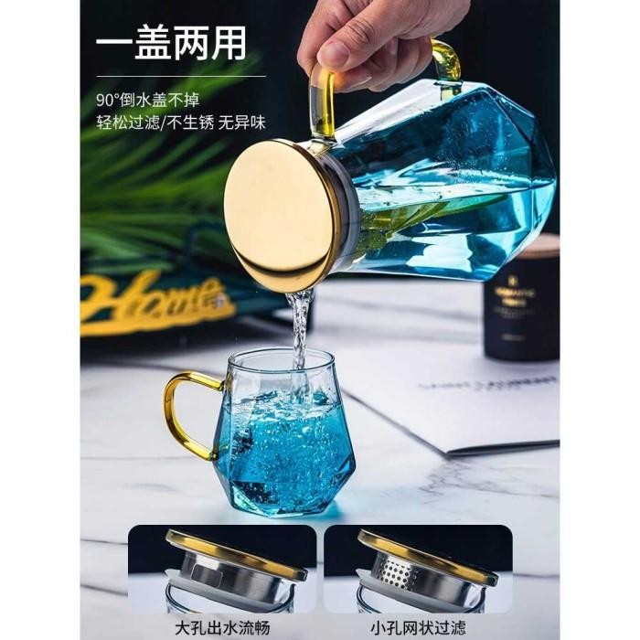 Teko Kaca Tahan Panas Dingin Pitcher Teh Chinese Teapot Glass 1800Ml