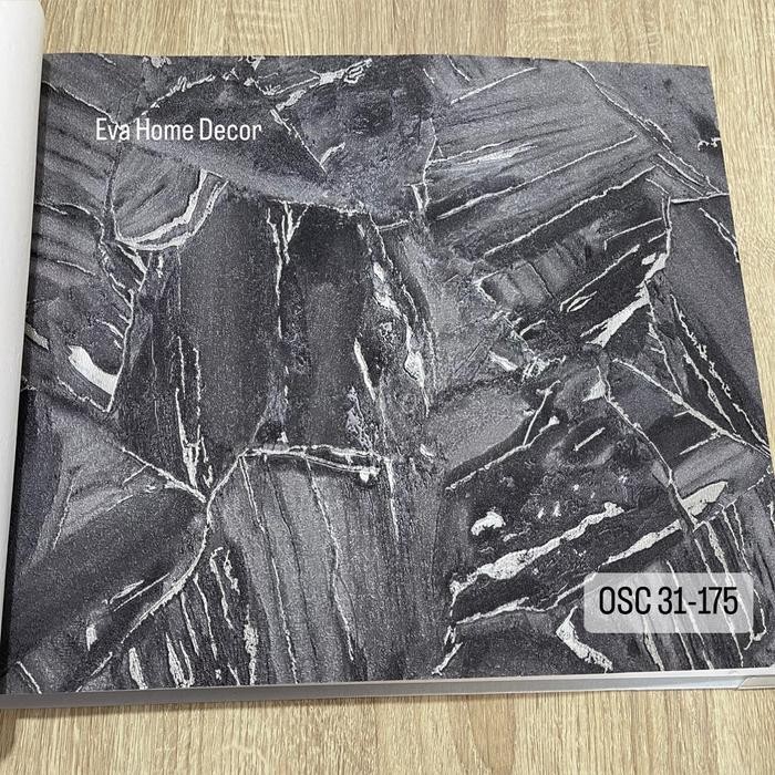 Bisa Grab Wallpaper Premium Vinyl Dinding Bertekstur Aesthetic Navy Grey Black