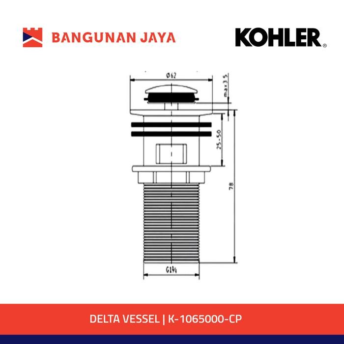 

KOHLER GRID DRAIN WITH 66MM DIAMETER FOR DELTA VESSEL - K-1065000-CP