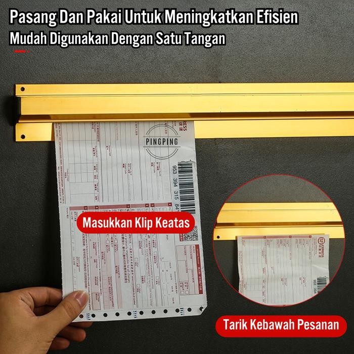 

Pingping - Bill Holder Gold / Receipt Holder Gold / Capitan Nota Stainles / Alat Takeaways Dapur /