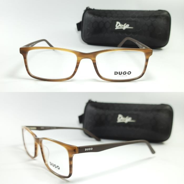 Frame Kacamata Pria Wanita Dugo 5208 Motif Kayu Original Gratis Lensa Best Seller