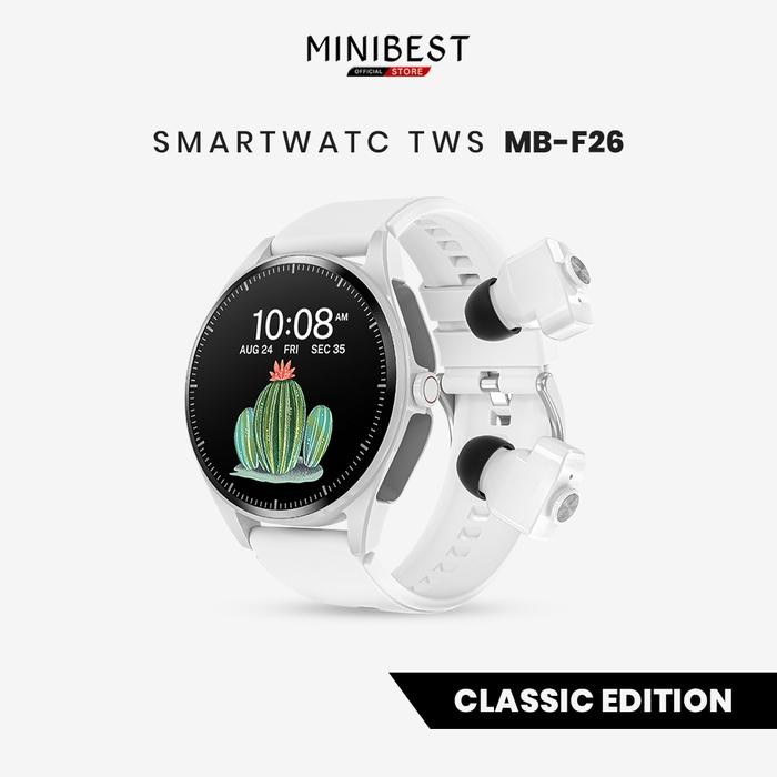 MINIBEST Smartwatch TWS Bluetooth F26 Clasic Edition Earphone Nirkabel