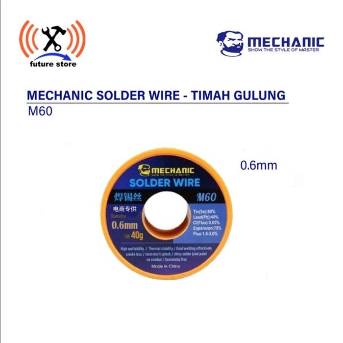 

MECHANIC M60 TIMAH GULUNG SOLDER WIRE 0.8MM 40G ORIGINAL TIMAH GULUNG ELEKTRONIK MECHANIC
