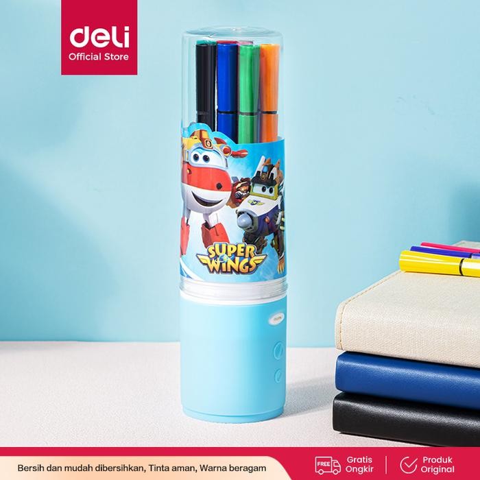 

Deli Super Wings Felt Pen / Spidol 12/24 Warna Kemasan Tabung EC150