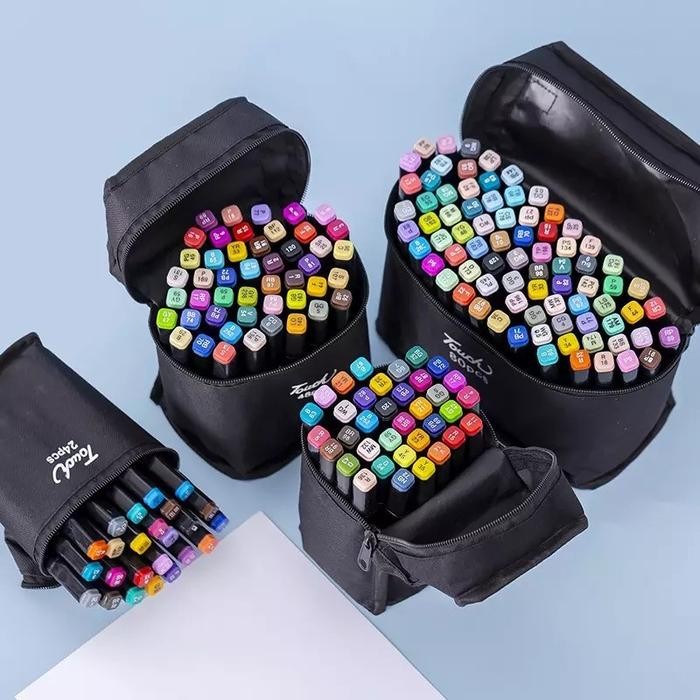 

spidol dua sisi beragam warna touch marker alcohol based gambar sketsa - 48 Warna