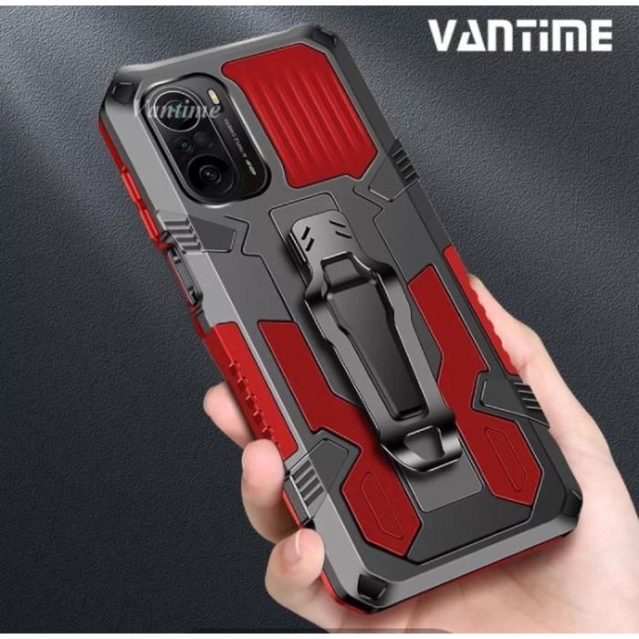 REDMI NOTE 10S ROBOT RING STANDING CASING SILIKON SOFTCASE HANDPHONE - Merah