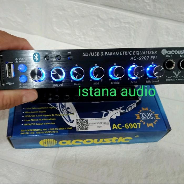 PARAMETRIK PRE AMP KARAOKE ACOUSTIC AC-6907 EPI BLUETOOTH MMC KARAOKE MIC ACOUSTIC 6907