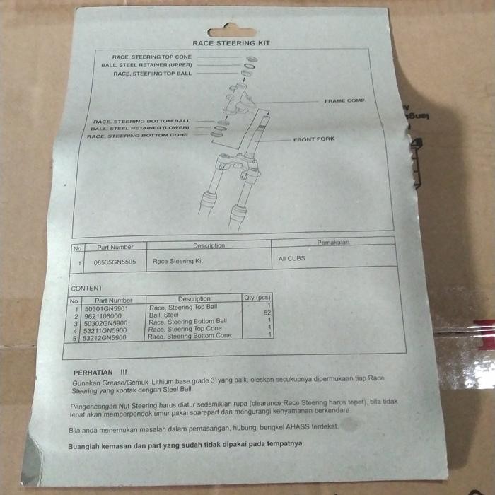 KOMSTIR SUPRA X 125, REVO, BEAT, VARIO. ORIGINAL AHM 06535-GN5-505.