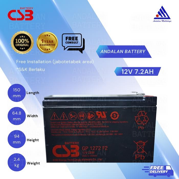 BATERAI UPS CSB GP 1272 /AKI UPS 1272/VRLA 12V 7.2Ah