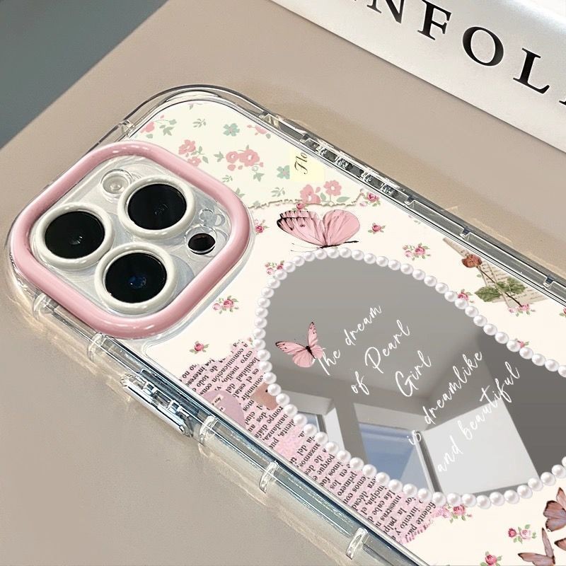 Terbaru Kupu-Kupu Mutiara Tali Aesthetic Fullcover Case Bening Oppo A60 A3X A5I A38 A18 A16 Silikon 