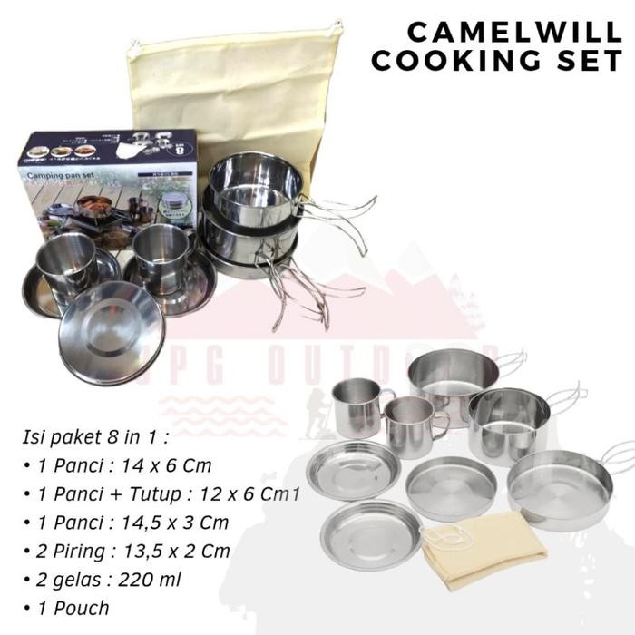 Consina Avtech - Cooking Set Camelwill 8 Set Camping Pan Set Stainless Outdoor Portable