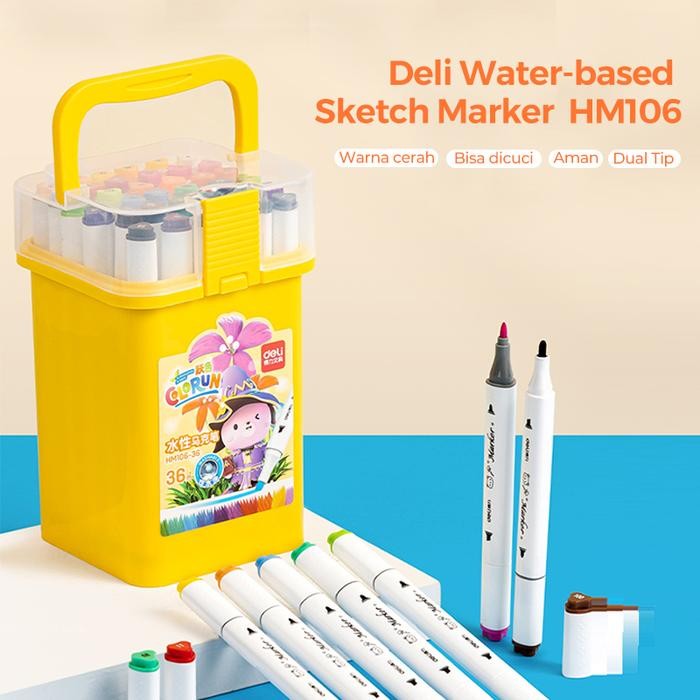 

SARI Deli Water-Based Sketch Marker / Spidol Warna Dual Tip Hm106 Kain