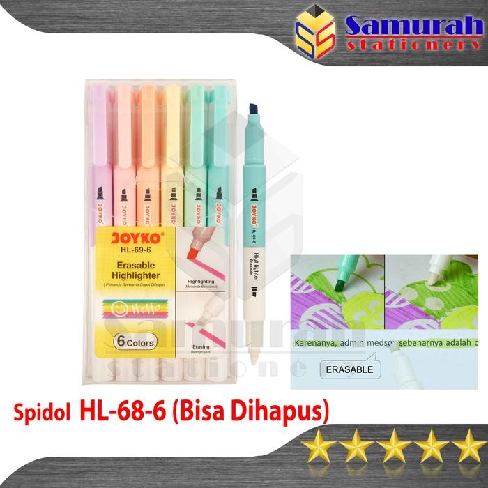

SARI Erasable Highlighter Joyko Hl-69 - 6 Colours / Spidol Warna Penanda Bisa Dihapus Hl 69