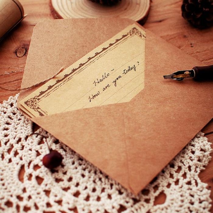 

5WUM Paket Amplop Dan Kertas Vintage/Rustic 1 Amplop+2 Kertas