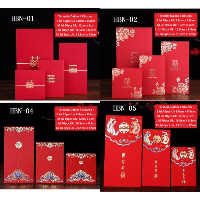 

5WUM Angpao Wedding Shuang Xi Nikah Amplop Merah Jumbo Kertas Tebal Uk. Xl