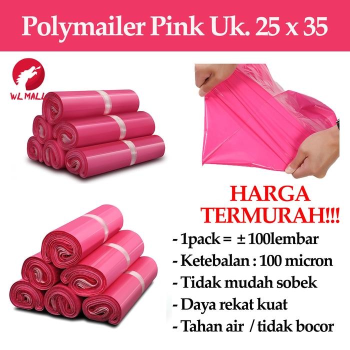 

5WUM Polymailer Pink 25X35 Amplop Kantong Plastik Packing