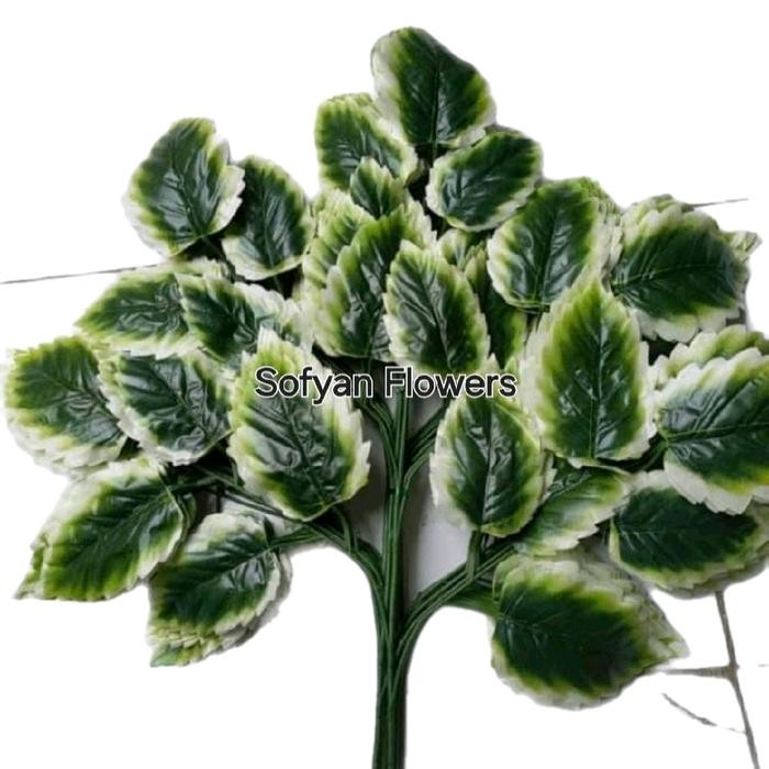 Sofyan Flowers Daun Gerigi Cabang 5 Orange X5 Lis Artificial Import Daun Anggur Plastik Hias Rambat