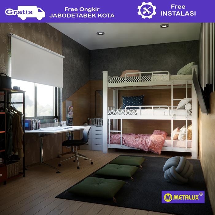 Metalux Iwate - Ranjang Susun Besi 3 Tingkat Divan Susun 3 Tingkat