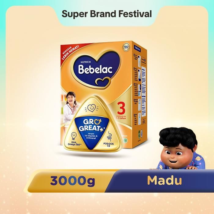 Bebelac 3 Madu Susu Pertumbuhan Bubuk 3000 GR
