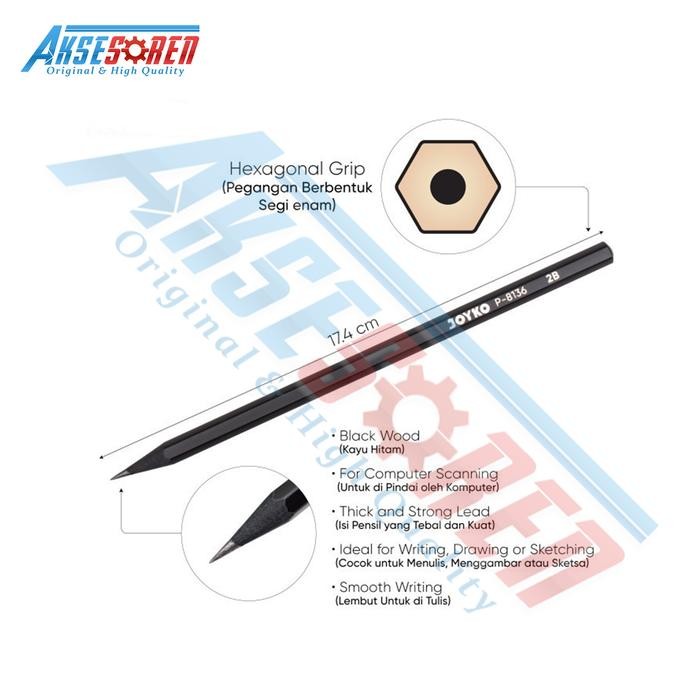 

Pensil 2B Joyko [P-8136/12 pcs] / Alat Tulis Ujian Komputer / Pencil Gambar Menulis [1 Pack] Kayu