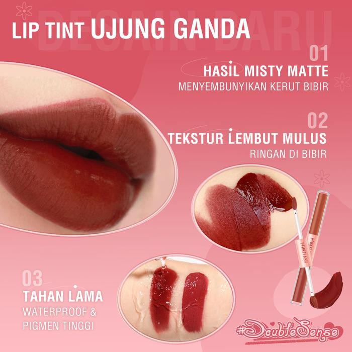 (Allthebest) PINKFLASH DoubleSense 2 IN 1 Dual-ended Lipstick Lipstik Ombre Waterproof, Tahan Lama &