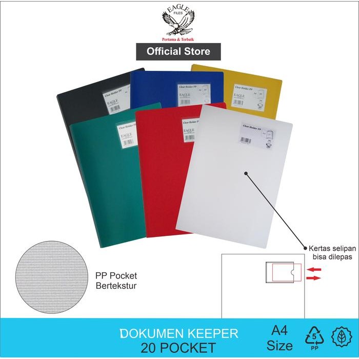 

EAGLE FILES Dokumen Keeper / Clear Holder / Document Keeper / Display Book A4 20 Pocket