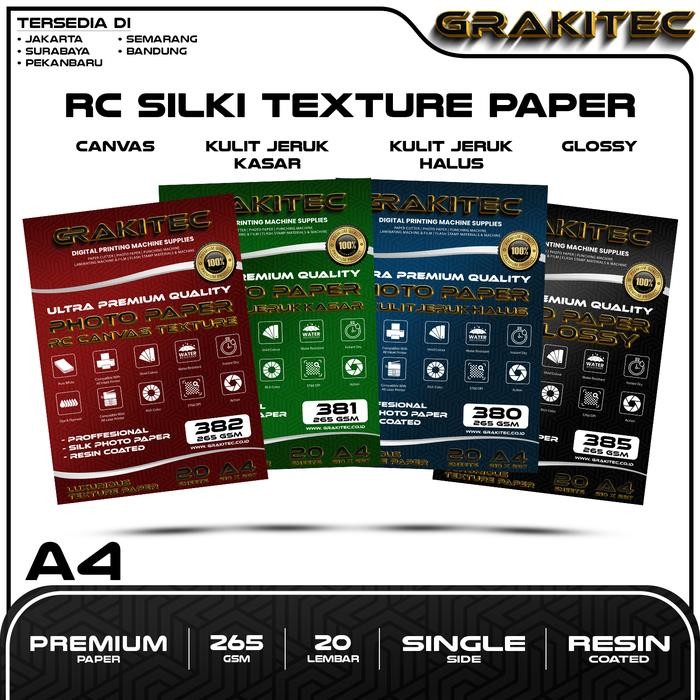 

Grakitec Kertas Foto Silki Texture A4 Professional Silki, Glossy Photo Paper 265 A4, Silki Doff