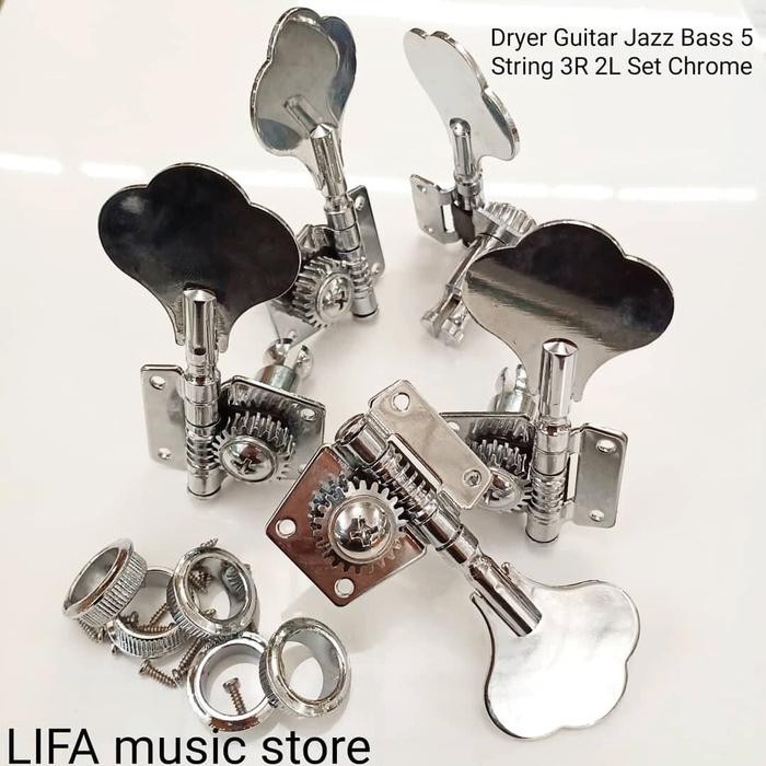 Dryer Guitar Jazz Bass 5 String 3R 2L Set Chrome