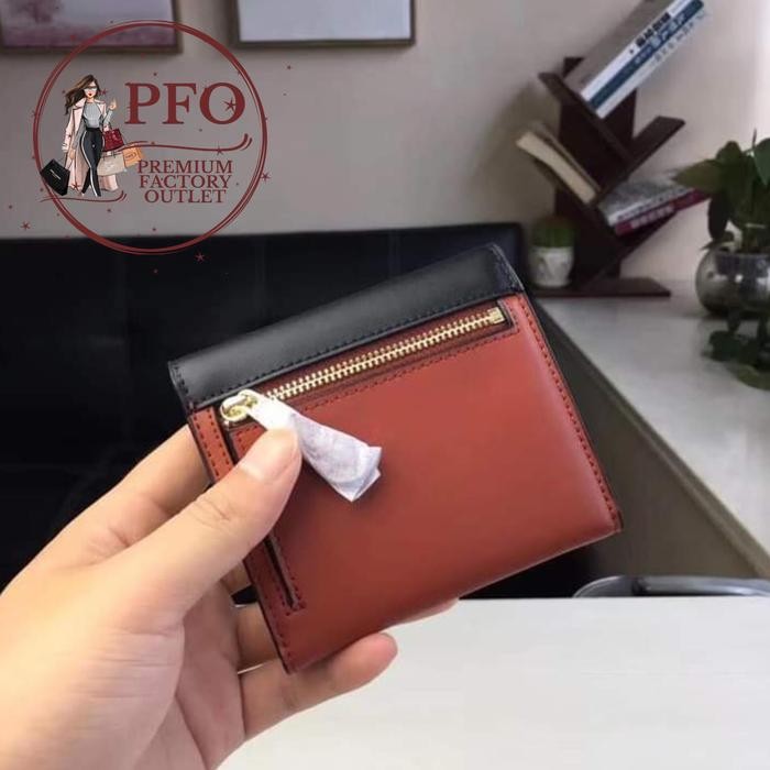 Termurah Ready Coch F31548 Small Wallet In Colorblock Sign Canvas Black Tan