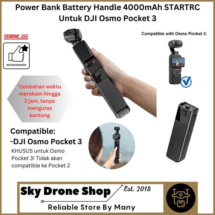 BATTERY HANDLE DJI OSMO POCKET 3 POWER BANK DJI OSMO POCKET 3 CHARGER BATERAI BATTERY 4000MAH