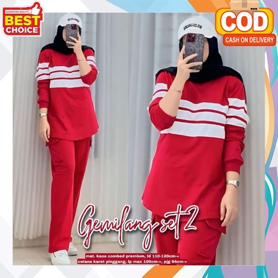 Sett Olga Bestseller 2025 Agustusan Satelan Skirt Kekinian Setelan Baju Olahraga Setelana Sport Wans