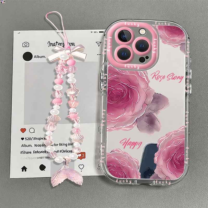 Mirror Bunga Aesthetic Tali Case Hp Oppo A5I A3X A3 A18 A16 A60 A38 Casing