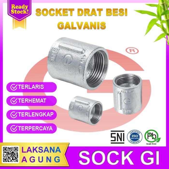 ready Sok drat dalam 3 inch Besi Sock Drat Galvanis 3" inch