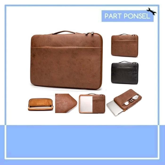 Tas Laptop Selempang Kulit Asli Macbook 13 14 15 16 Inch Cokelat
