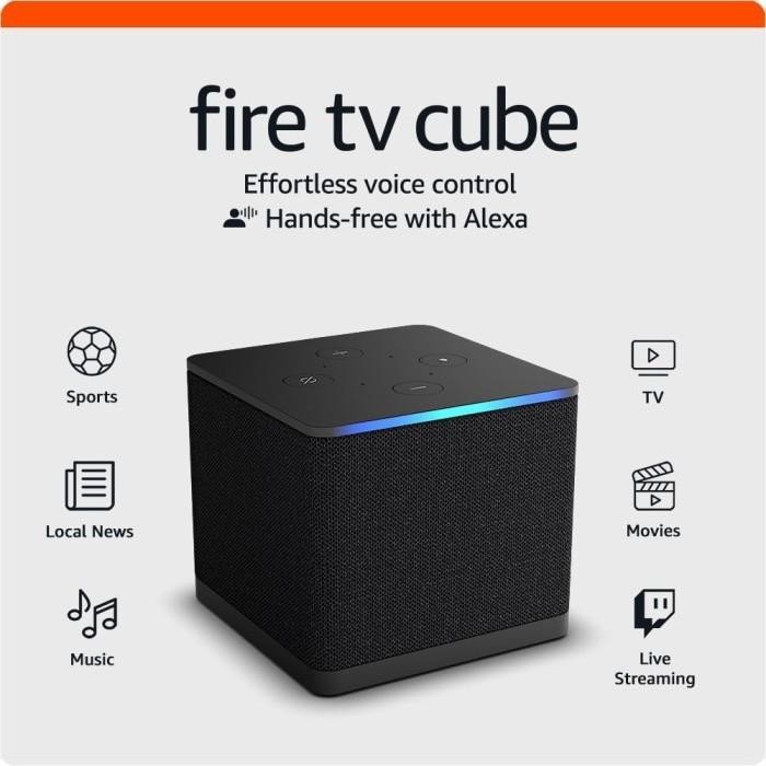 Amazon Fire TV Cube 3rd Gen 2022, Hands-free 4K ultra HD streaming with Alexa, free and live TV,