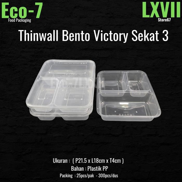 Terbaru Bento Box Plastik Thinwall Sekat 3 Premium
