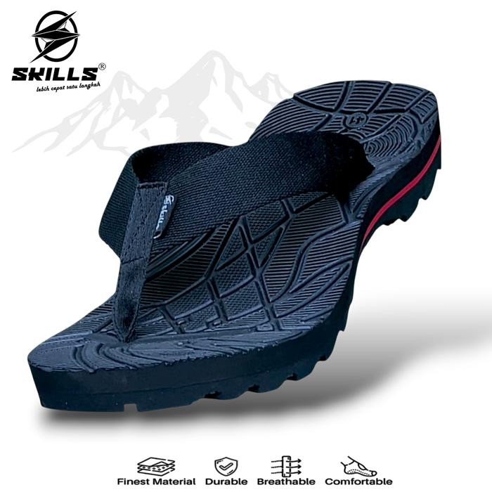 Sandal Pria Casual Jepit Gunung Black SKILLS Barqun Sakti Sandal Pria Jepit Sandal Pria Distro
