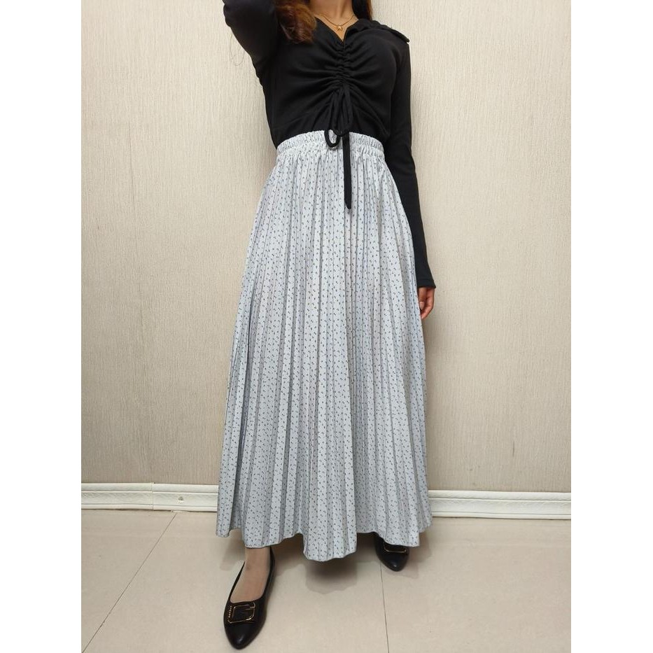 Rok Plisket Wanita Bawahan Muslim Motif Anggur