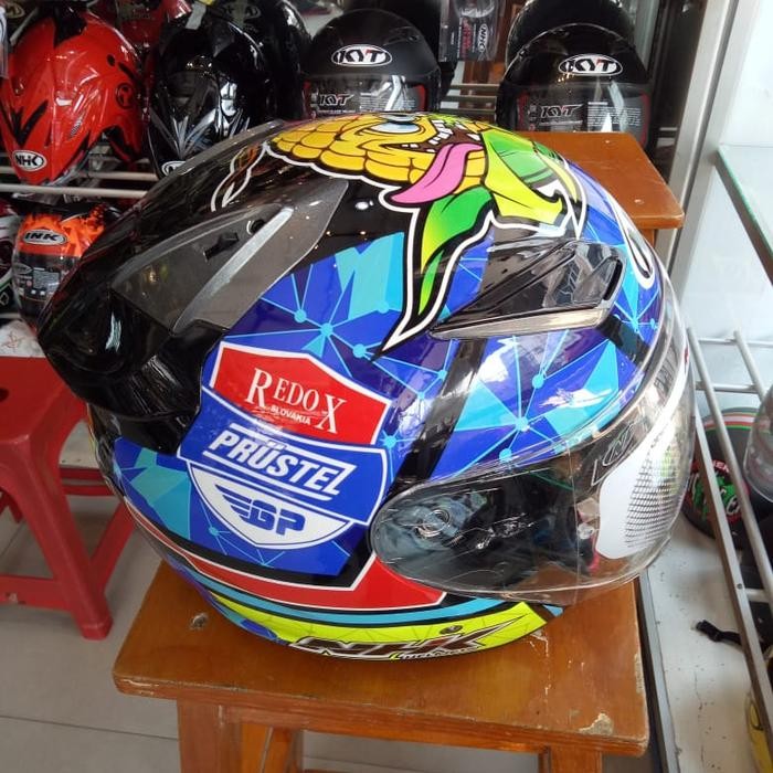 Helm Nhk R1 Double Visor Motif New Biru
