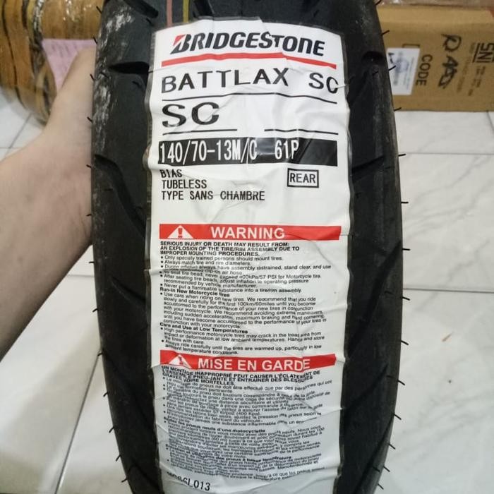 Ban Luar Bridgestone Battlax Sc Uk 140 /70 -13