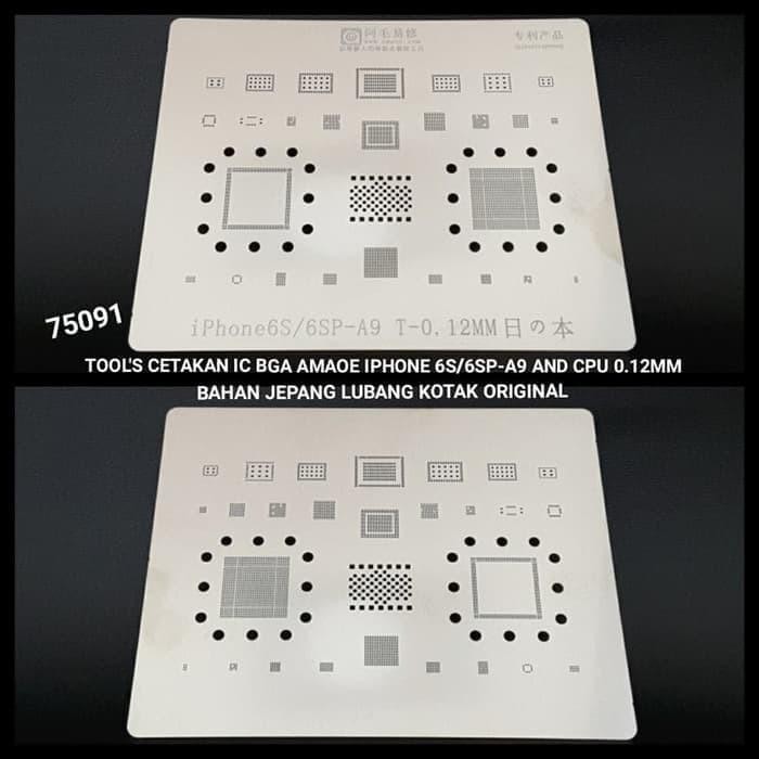 NEW 75091 Alat Cetak IC BGA Amaoe iPhone 6S/6SP-A9 & CPU 0.12MM Bahan Jepang Lubang Kotak