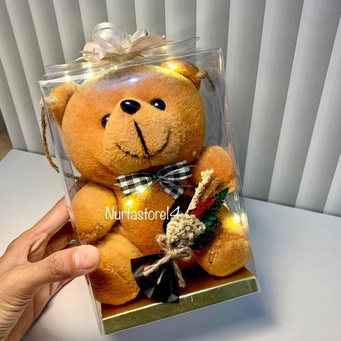 Tersedia Gift Box Boneka Beruang Mini LED Kado Romantis Ulang Tahun