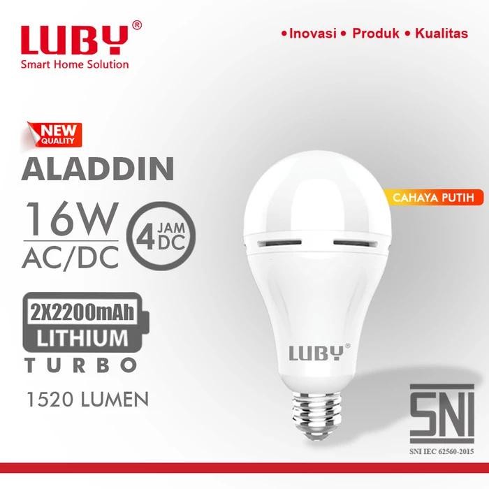 Luby Lampu LED Darurat 16 Watt / Emergency Lamp AC DC Aladdin Putih