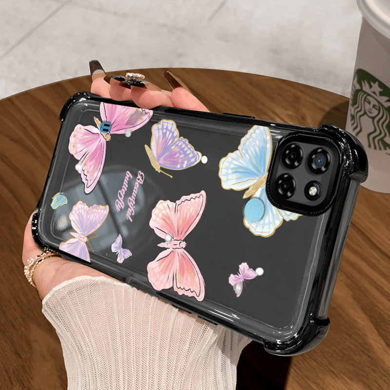 Casing Hp untuk Realme C21Y Realme C25Y C21 C15 Case Cesing Pola Kupu -kupu berwarna -warni ponsel p