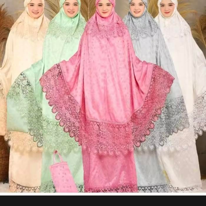 (Premium) Mukena Dewasa Sutra Prada Renda Premium Renda Keong Mukena Mewah Cantik