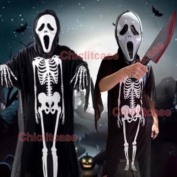 Kostum halloween scream/pesta kostum tengkorak skull/ghost anak dewasa