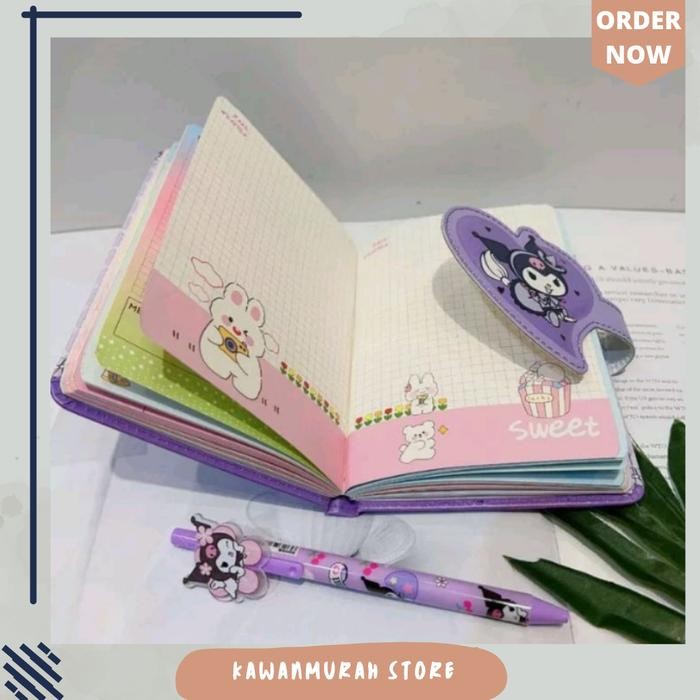 

Notebook Kuromi Melody 2 In 1 / Notebook Sanrio / Buku Jurnal Kuromi