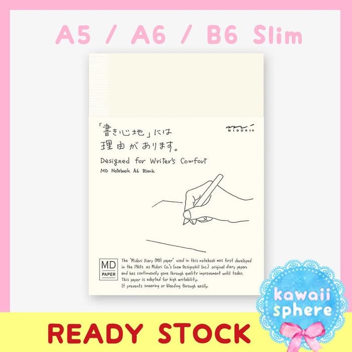 

tersedia midori md notebook blank a5 / a6 / b6 slim - ready stock