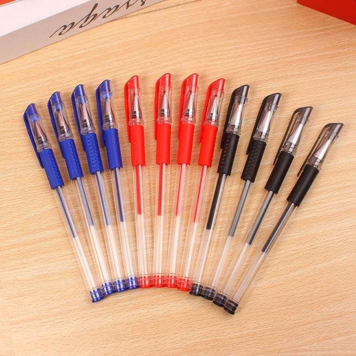 

HL0705 Pena Isi 100 Pcs Gel Mimi 0.5mm Pulpen Balpoin Biru Hitam Merah Plastik Sekolah Tinta