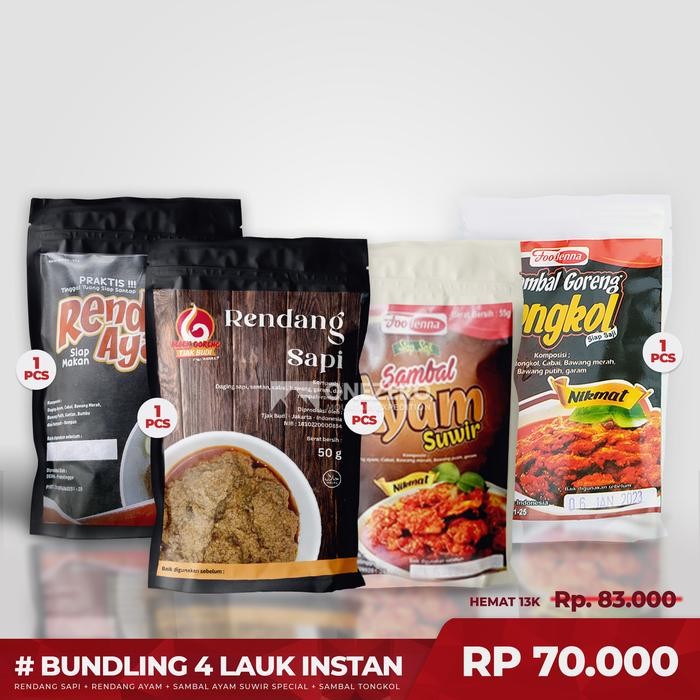 

Diskon! Promo Lauk Ransum Ultralight Instan Premium Pendaki Paket 4